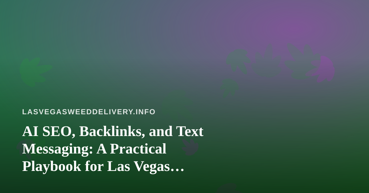 AI SEO, Backlinks, and Text Messaging: A Practical Playbook for Las Vegas Cannabis Delivery