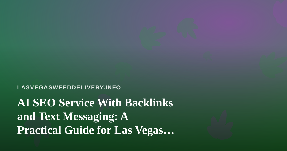 AI SEO Service With Backlinks and Text Messaging: A Practical Guide for Las Vegas Cannabis Delivery